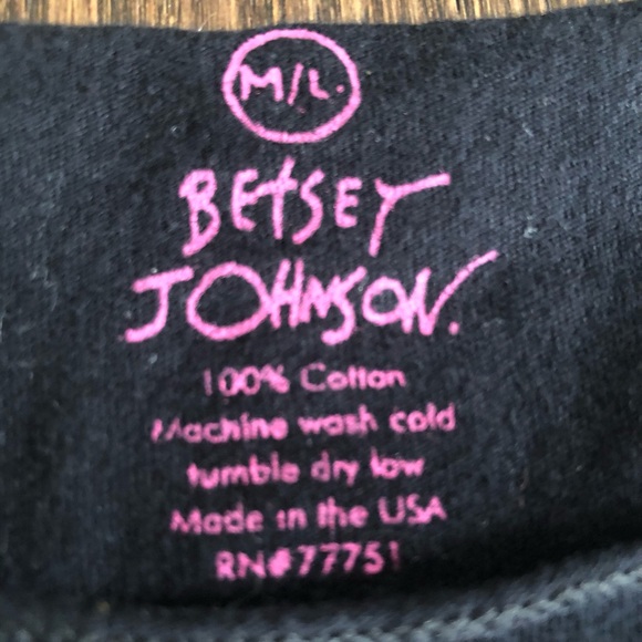 Betsey Johnson Logo Top, Cotton, Black with Pink Letters - Picture 4 of 6